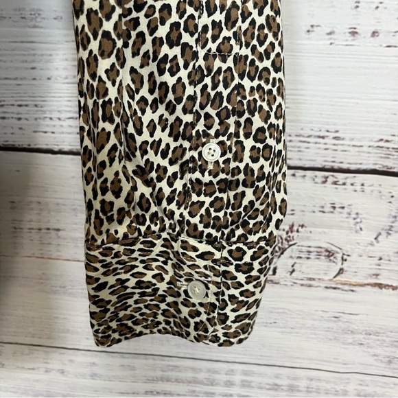 Talbots Brown Leopard Button Long Sleeve Shirt - Picture 4 of 11